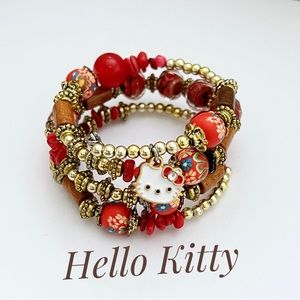 Hello Kitty Boho Style Beaded Charm Bracelet NEW